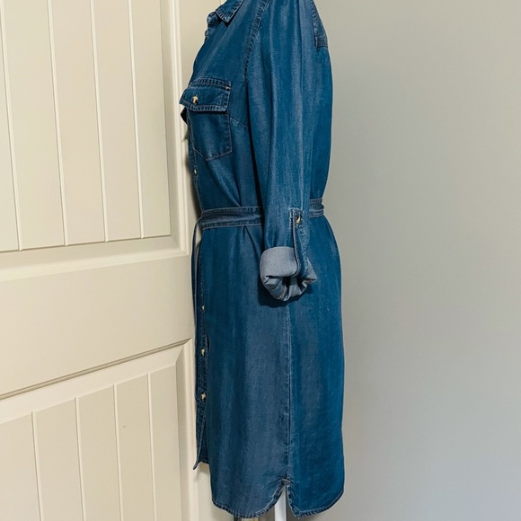 GAP soft denim long sleeve dress with belt - Picture 5 of 8